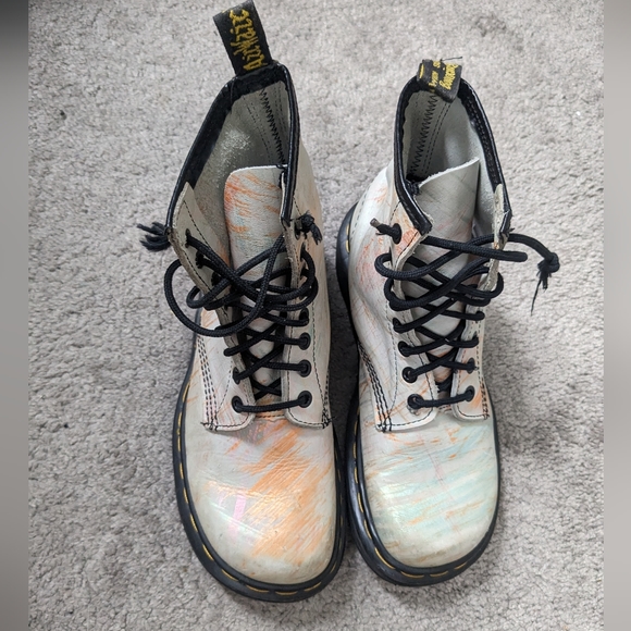 Iridescent stripe leather vintage Doc Dr Martens made in england- size UK 5 - Picture 2 of 9